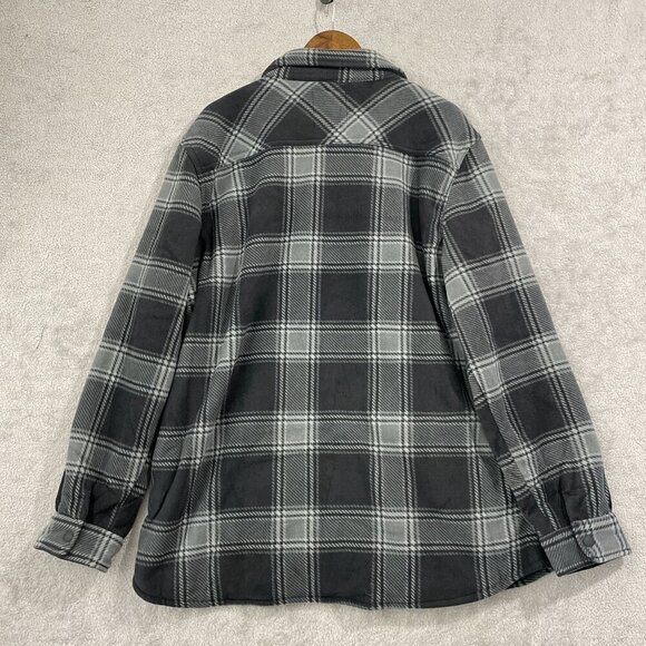 NEW Voyager Mens XXL Black & Gray Plaid Sherpa-Lined Shacket Polyester H1117 - Picture 2 of 9